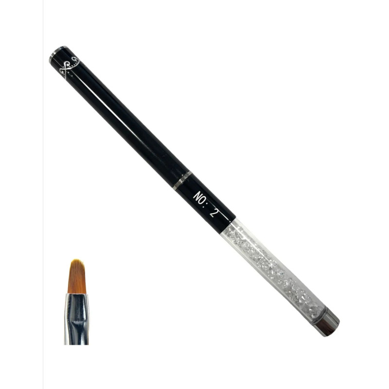 Гелевий пензель Овальний (Язик) No 2  З ковпачком та камінням