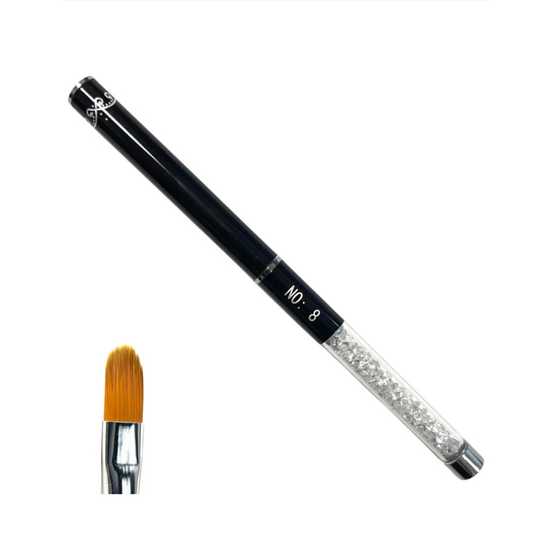 Гелевий пензель Овальний (Язик) No 8  Професійний, з камінням