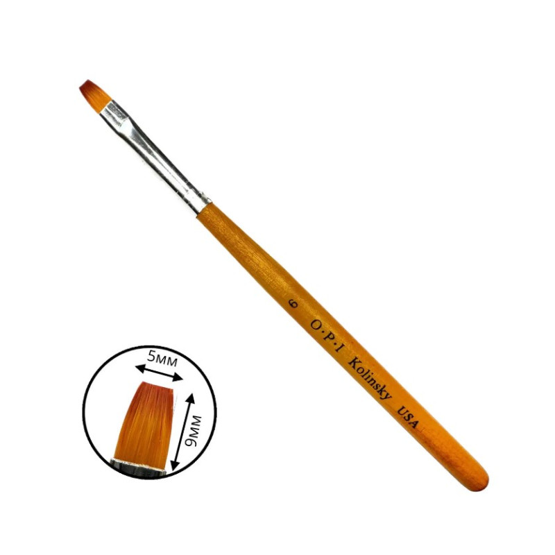 Пензель OPI Kolinsky Квадрат No 6 (5х9 мм) - Для швидкого нарощування гелем/акрилом