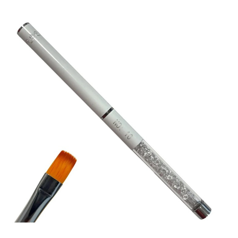 Плоский Пензлик Квадрат No 10 для Гелю - Максі-розмір, з камінням