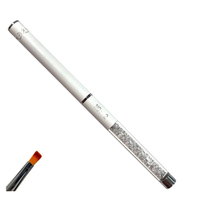 Плоский Пензлик Квадрат No 2 для Гелю - З камінням та ковпачком