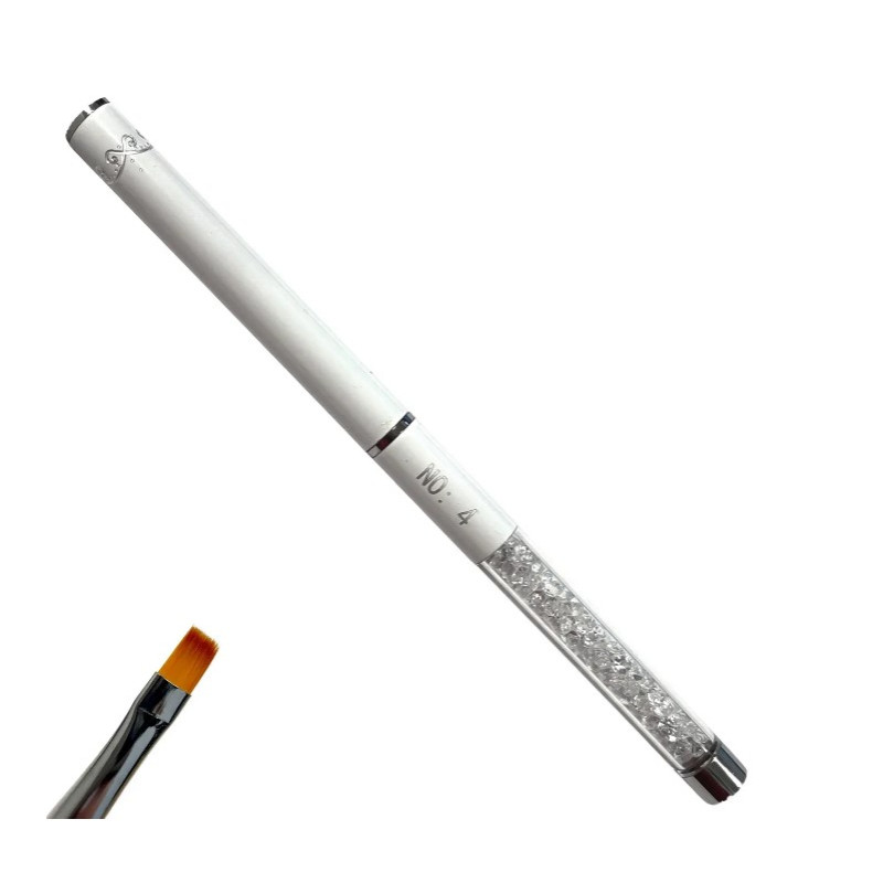 Плоский Пензлик Квадрат No 4 для Гелю - Універсальний, з камінням