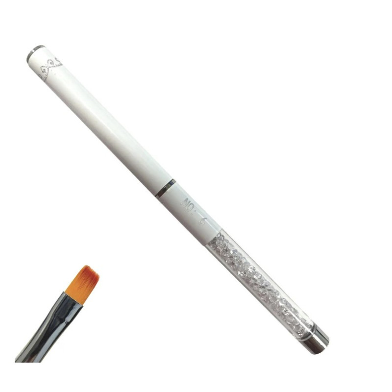 Плоский Пензлик Квадрат No 6 для Гелю - Професійний, з камінням