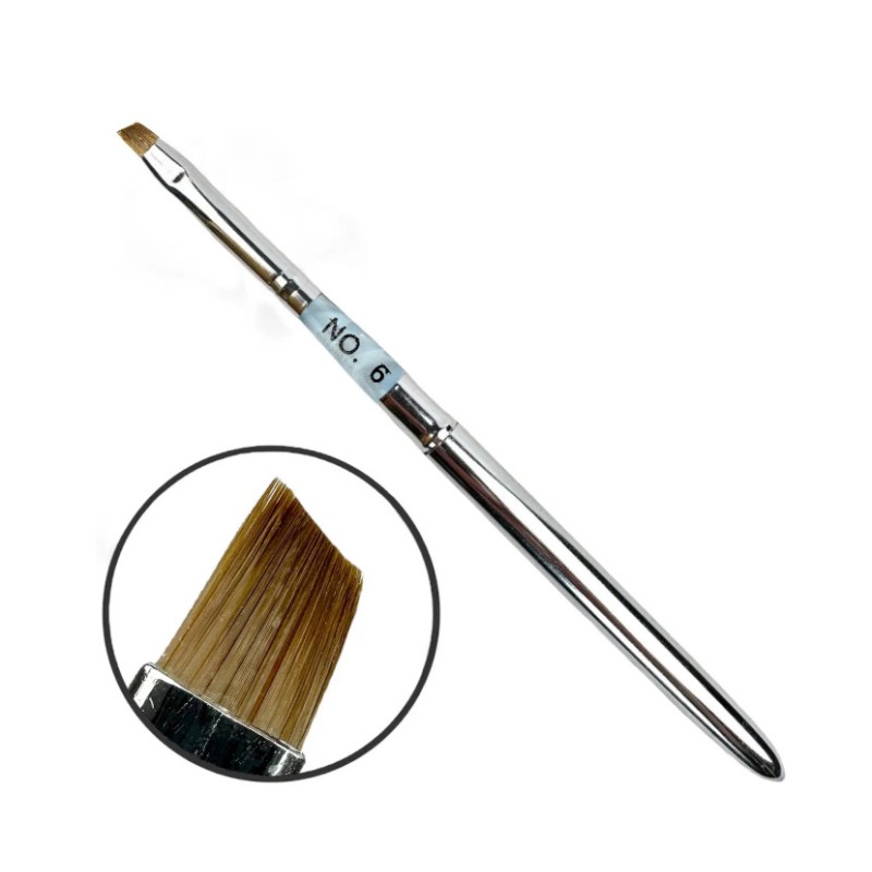 Пензель-трансформер Скошений No 6 (Гель/Полігель) - Для швидкого моделювання