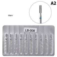 Набір алмазних насадок «Циліндр плоский» LB-008 (10 шт.) — синя насічка