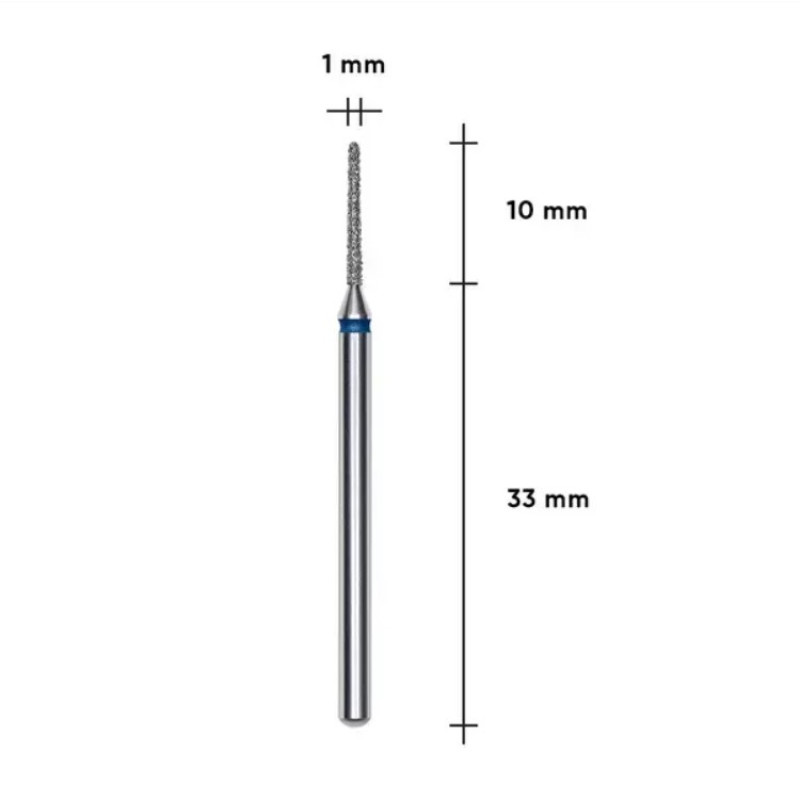Фреза діамантова Staleks Pro Expert «Голка» синя (1 мм / 10 мм) FA10B010/10