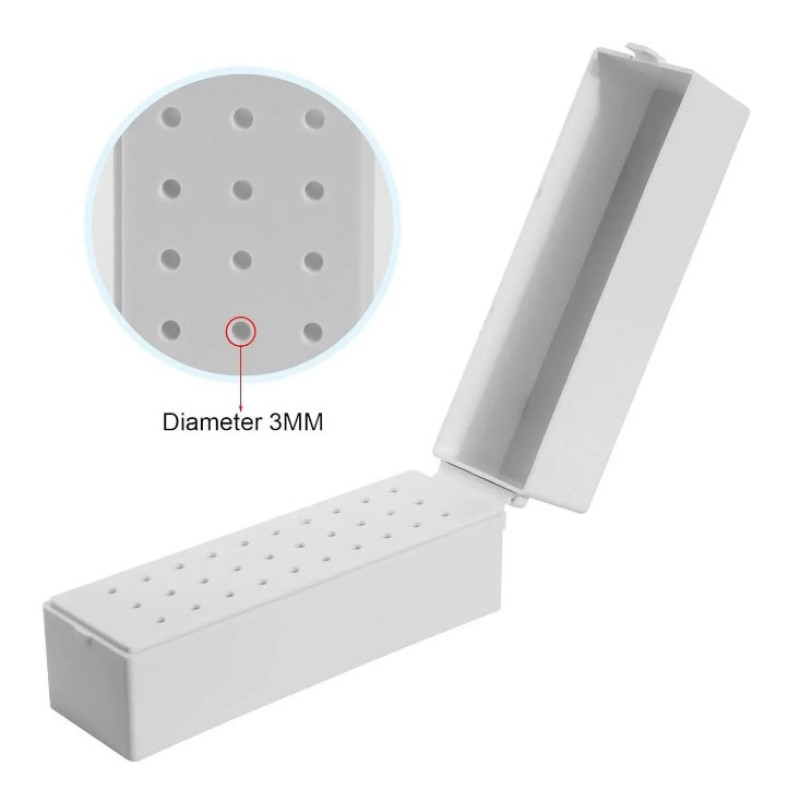 Біла підставка для зберігання фрез прямокутна