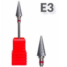 Твердосплавна насадка (фреза) для апаратного манікюру та педикюру, 1 шт. E3 / червоний 