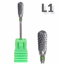 Твердосплавна насадка (фреза) для апаратного манікюру та педикюру, 1 шт. L1 / зелений 