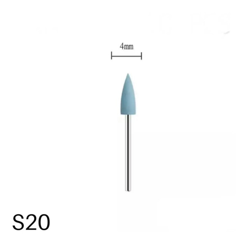 Міні-силіконова фреза для шліфування та полірування нігтів та кутикули S20 (Блакитна «голка»)