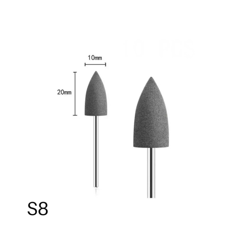Фрези силіконові для шліфування та полірування нігтів та кутикули S8 