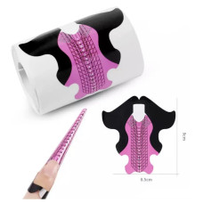 Нижні паперові форми для нарощування нігтів "Чорний з рожевим" (300 шт.)