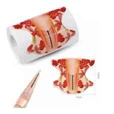 Нижні форми для моделювання нігтів "Червоні квіточки", 300 шт.