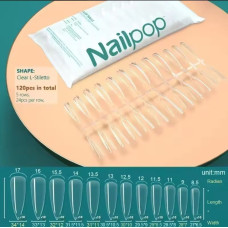 Гелеві тіпси для нарощування Nailpop (Clear L-Stiletto) — 120 шт/уп