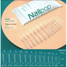 Гелеві тіпси для нігтів Nailpop (Clear M-Coffin) — 120 шт/уп
