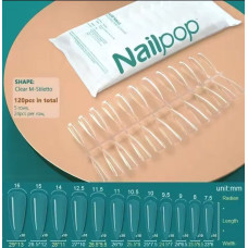 Гелеві тіпси для нігтів Nailpop (Clear M-Stiletto) — 120 шт/уп