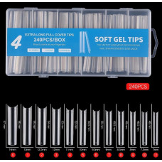 Гелеві тіпси для нігтів екстра довгі №4 (прозорі), 240 шт/уп